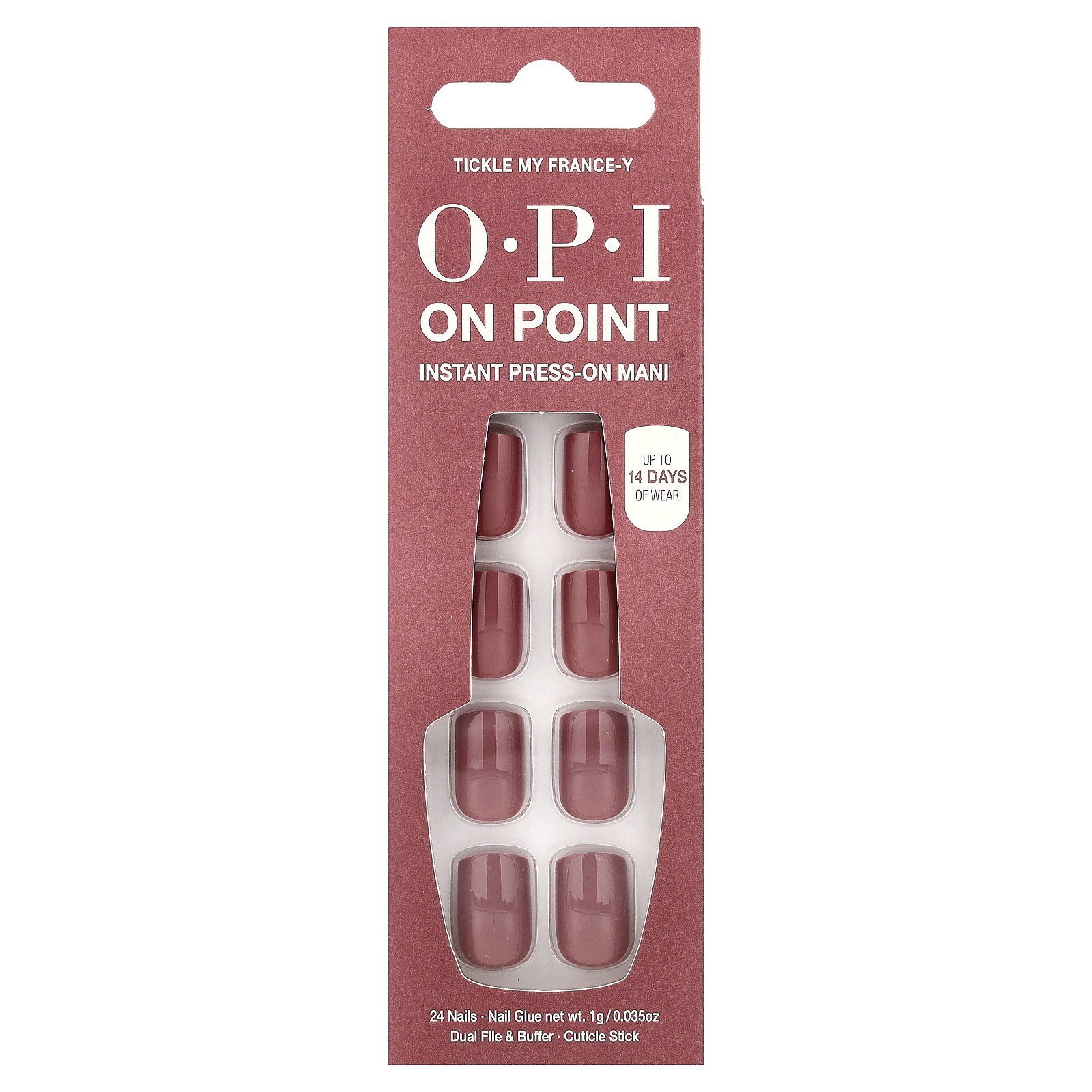 On Point, Instant Press-On Mani, Short Length, Tickle My France-Y, 27 Piece Kit