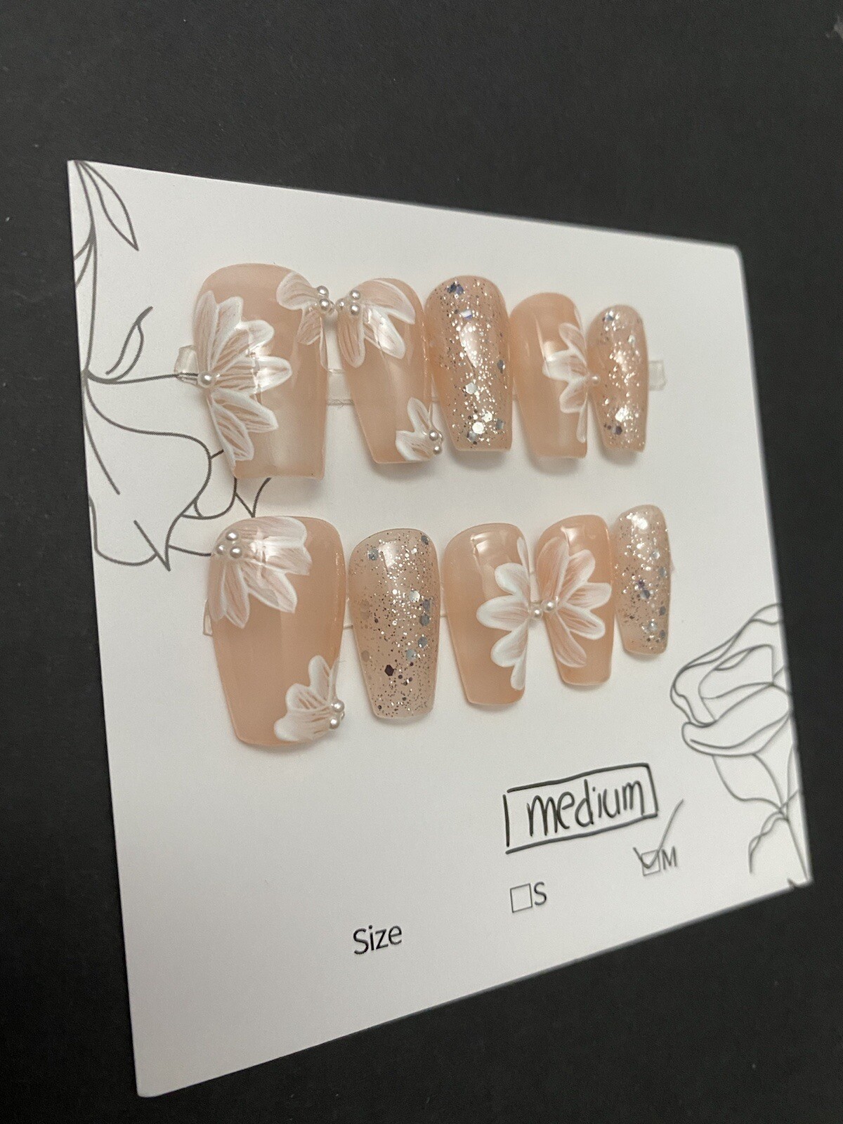 High End Pretty custom Nails Handmade press on nails-10 pcs-Medium