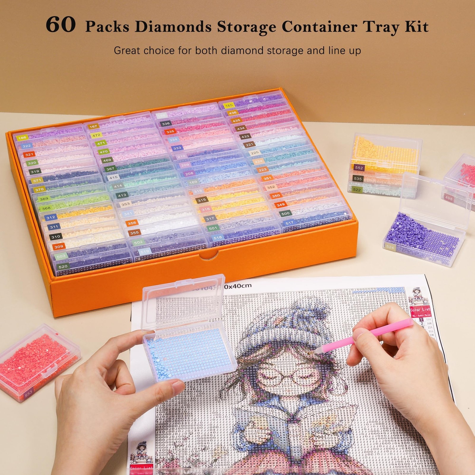 PP OPOUNT 60 PCS Diamond Art Storage Trays for Diamonds Storage & Line-Up, 2-…