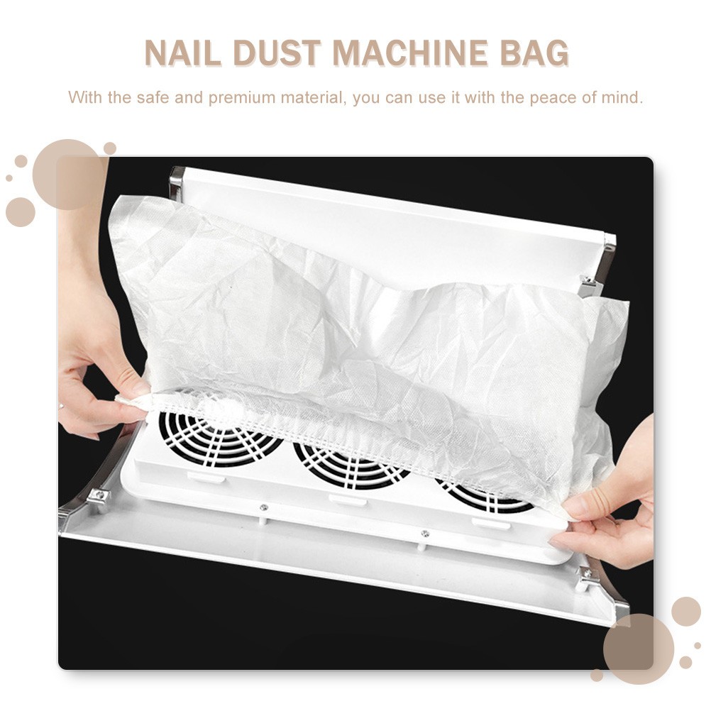 12Pcs Nail Dust Collector Bags for Nail Vacuum Cleaner Nonwoven White
