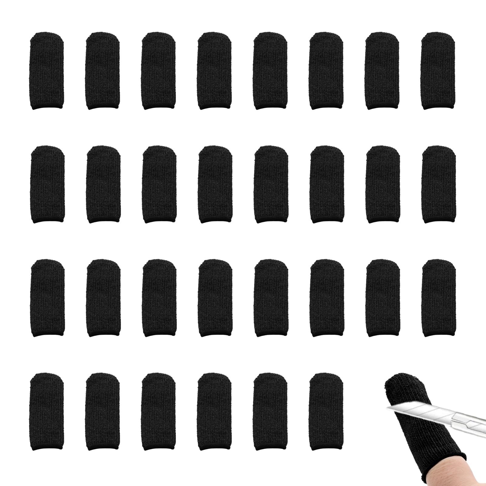 30 PCS Finger Cot Cut Resistant Guard Protector Thumb Garden Kitchen Black