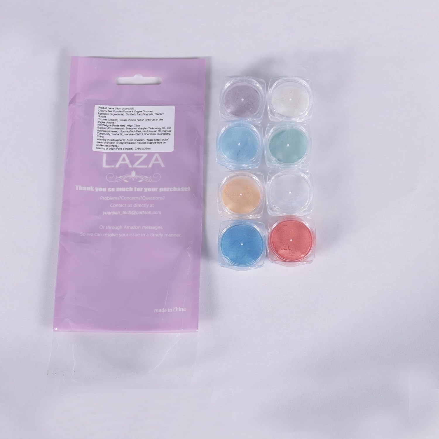 Mermaid Pearl Chrome Nail Powder, 8 Colors Metallic Mirror Effect Pigment