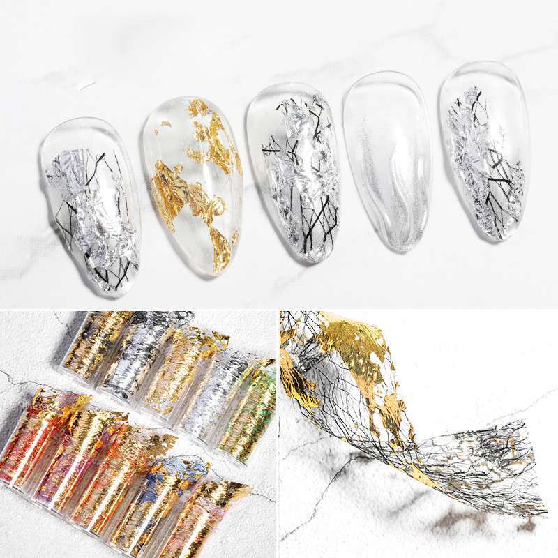 3D Mesh Nail Sticker Tape Adhesive 1PC Silk Gold Silver Net Line Foil Nail Art