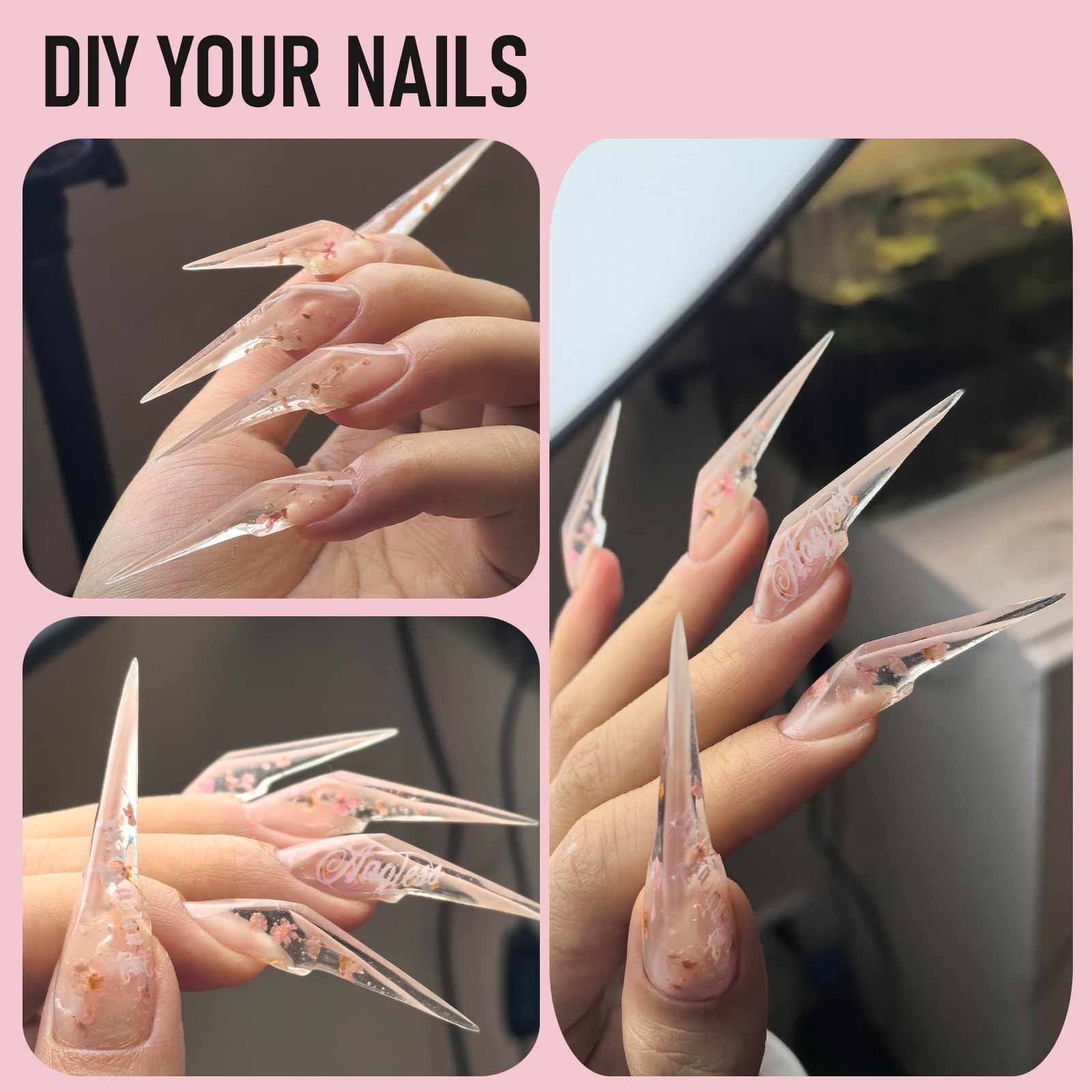 Wellquinn Mecha Dragon Claw Dual Nail Forms, Extra Long Long, clear