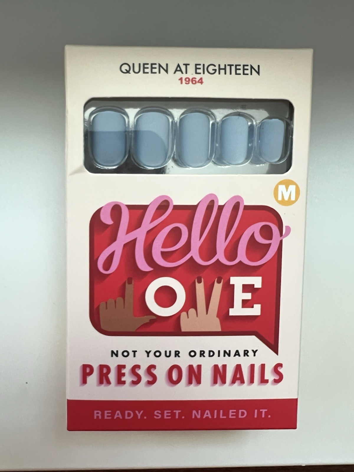 Hello Love Press On Nails – Queen at Eighteen – Matte- Light Blue – Short Square