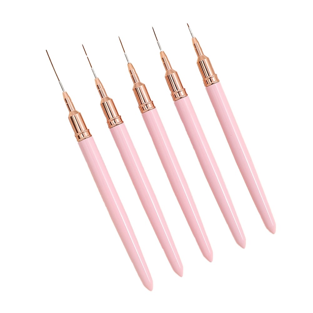 5PCS 7/9/11/15/25mm Nail Liner Brush Set UV Gel Nail Brushes Kits French3442
