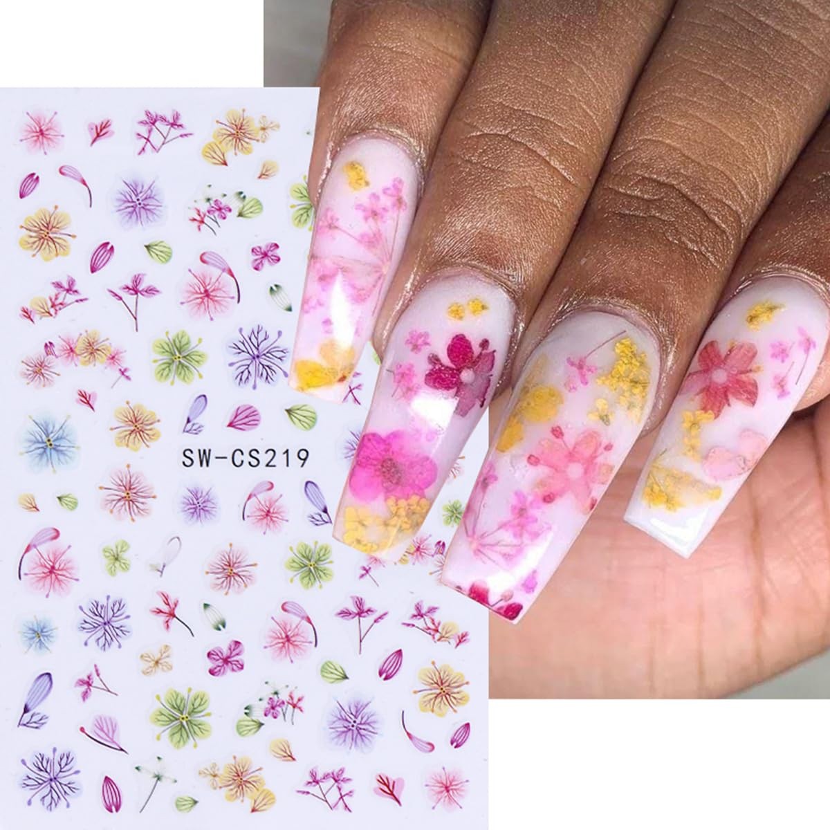 Flower Nail Art Stickers 3D Self-Adhesive Decals 6PCS Style4
