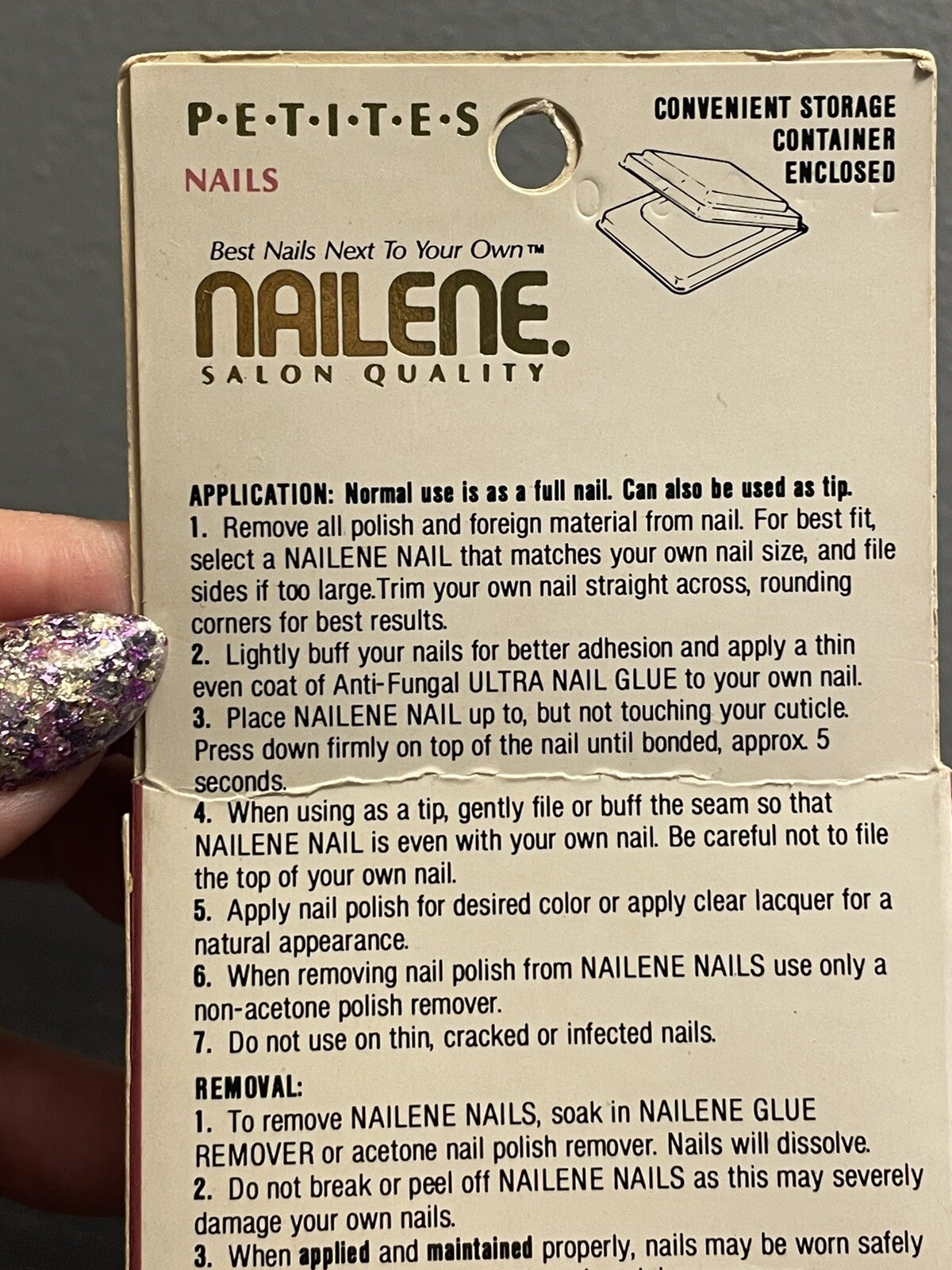 Vintage Nailene Nails 20 Pack Includes Buffer No Glue Salon Oval Tips NOS