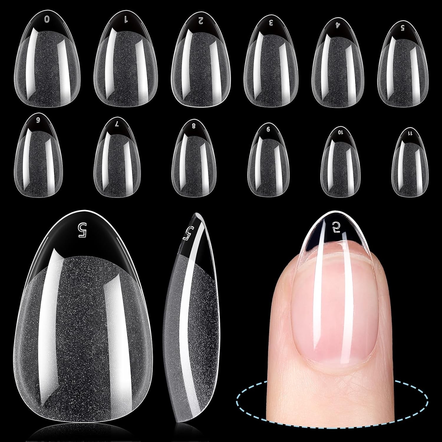 TOMICCA Extra Short Square Nail Tips, 192Pcs Acrylic Clear Nails for DIY Gel