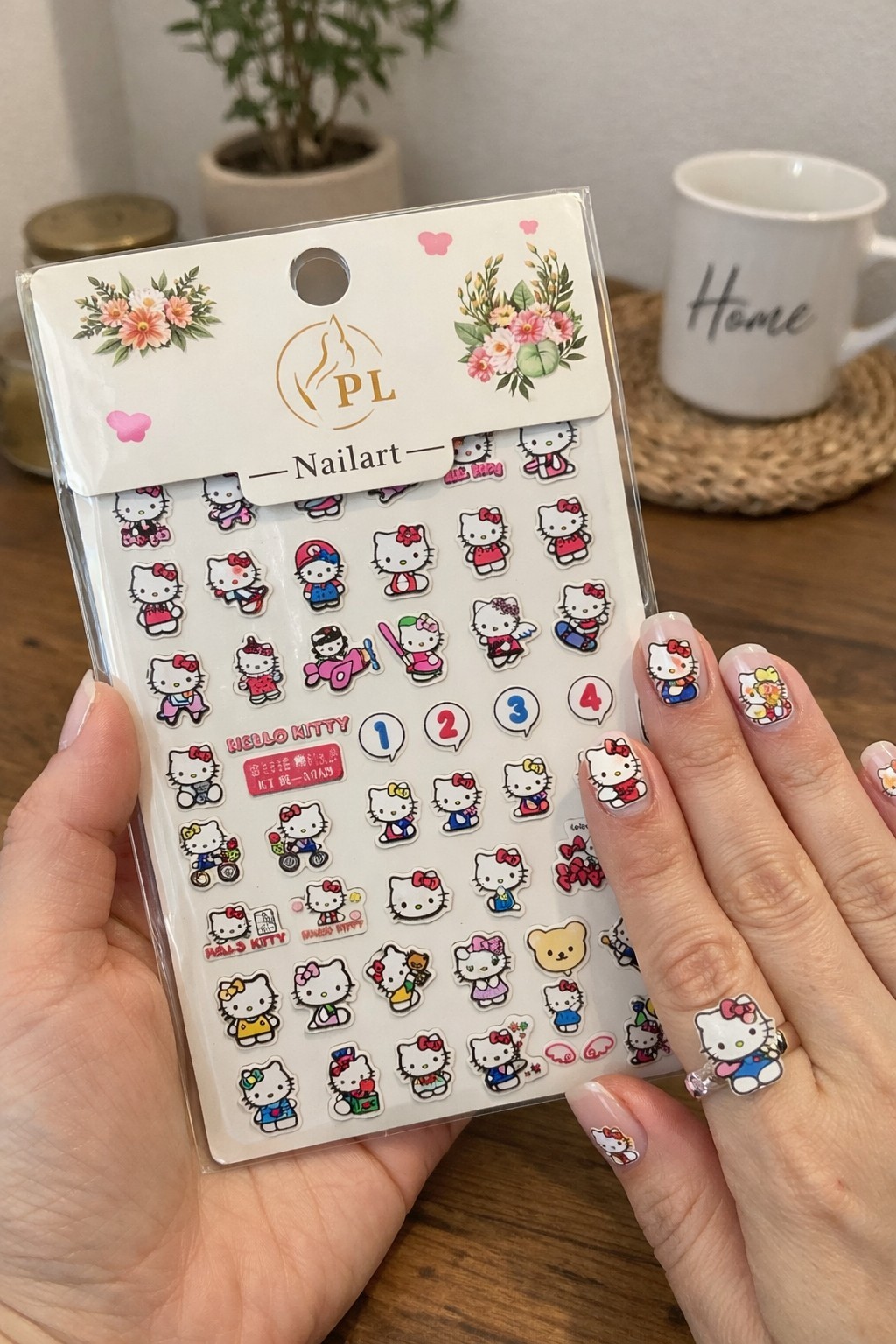 5D Embossed Cute Kitty Nail Art Stickers Self Adhesive Waterproof Easy Apply DIY