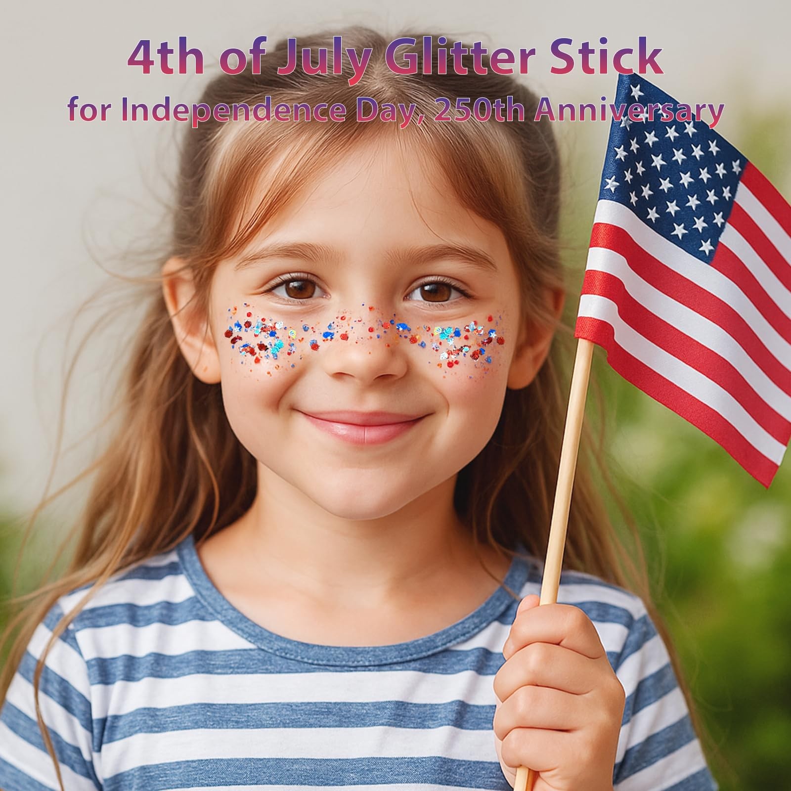 Patriotic Red White and Blue Body Glitter Stick,4th of July Accessories,Spark…