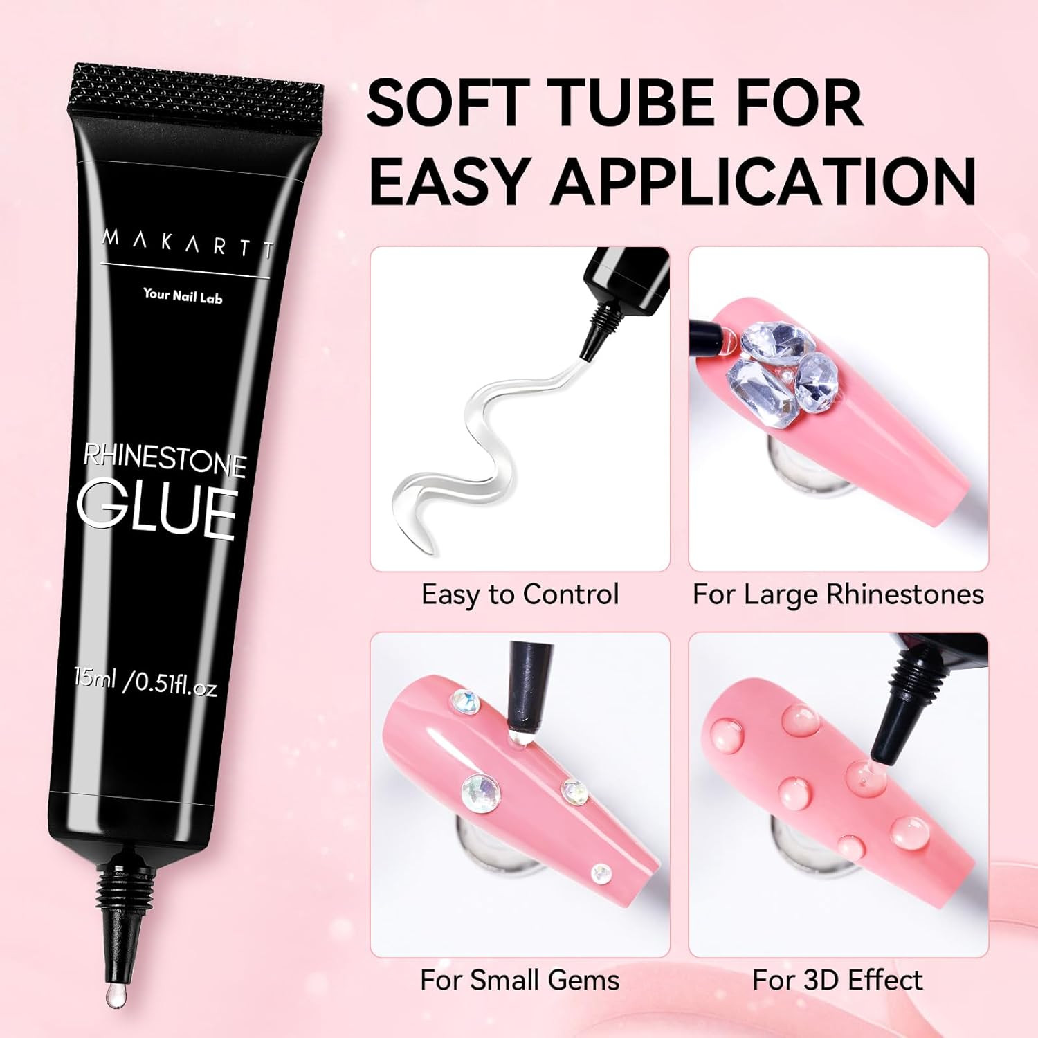 Nail Rhinestone Glue Set – Gel Nail Glue for Rhinestones, 3D Art Design Super St