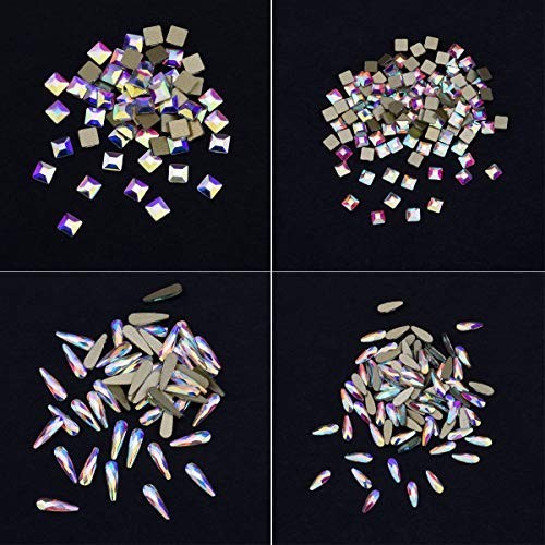 240pcs Flatback Crystals Mix – 12 Styles, Multi Sizes, Glass AB Rhinestones for
