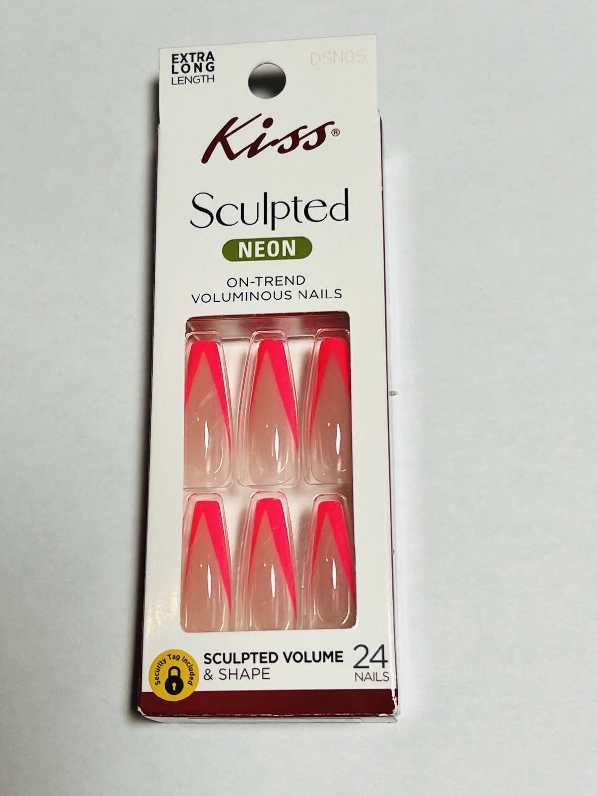 L.A. Colors Nails 24 pieces Sculpted Volume Sculpted Neon Extra Long Pink tips