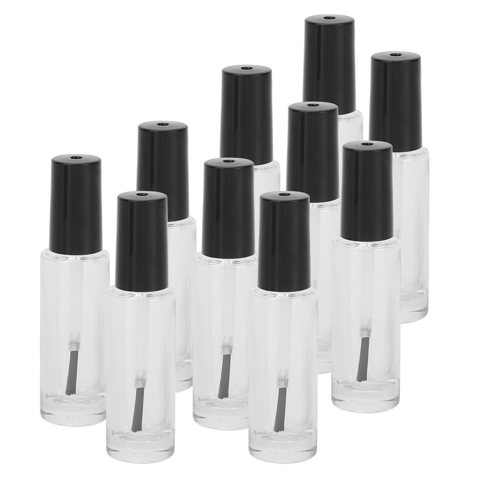 10pcs 8ml Empty Nail Polish Glass Bottles Accessory With Brush Cover Mixing