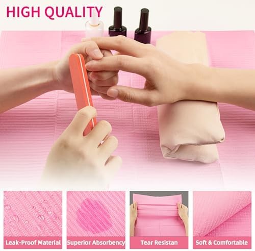 Nail Art Table Mat – Disposable Nail Paper Towels (50PCS) – Pink Waterproof 3-Pl