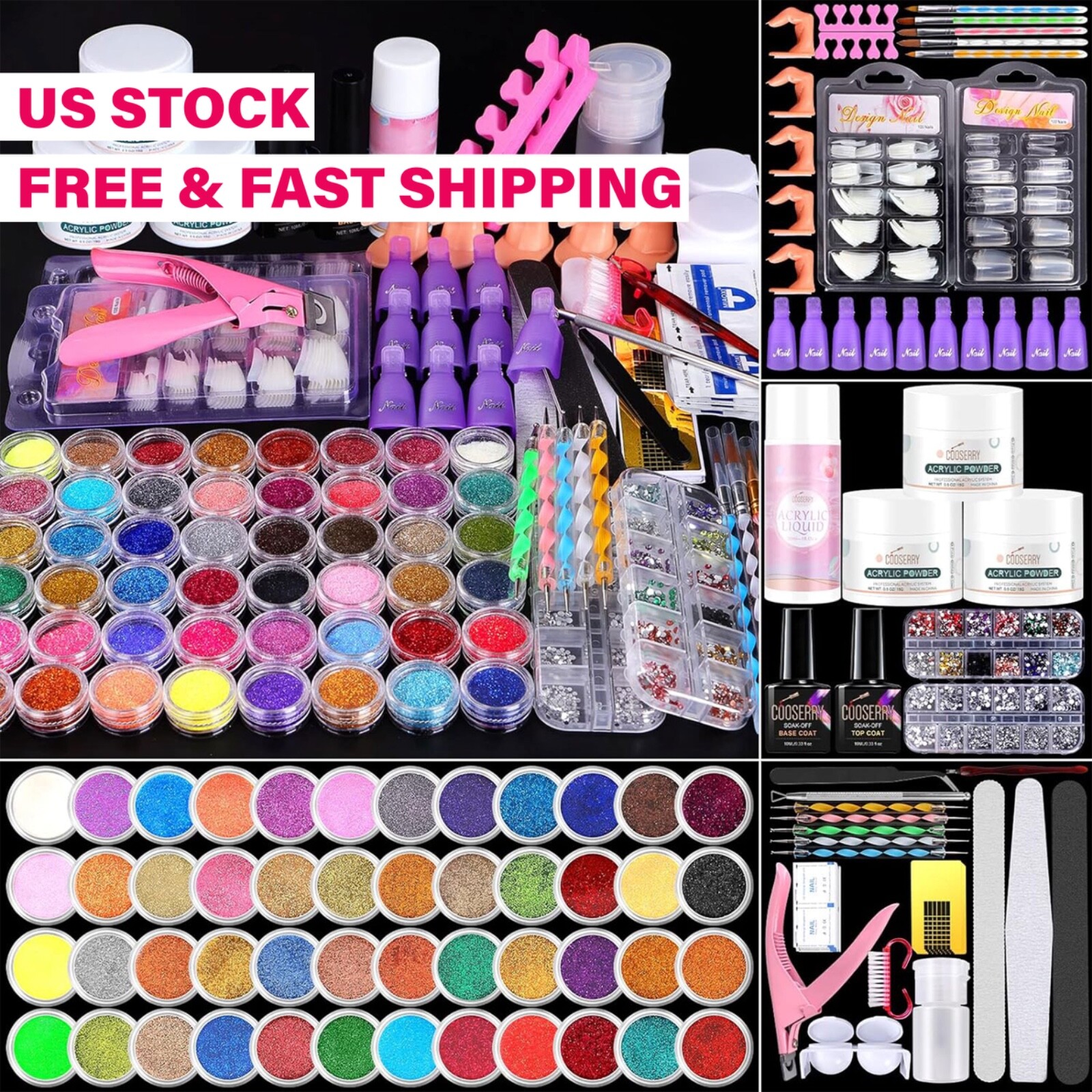 Paquete De Uñas Acrilicas Kit Profesional De Esmalte Para Pinceles Set Rutilar