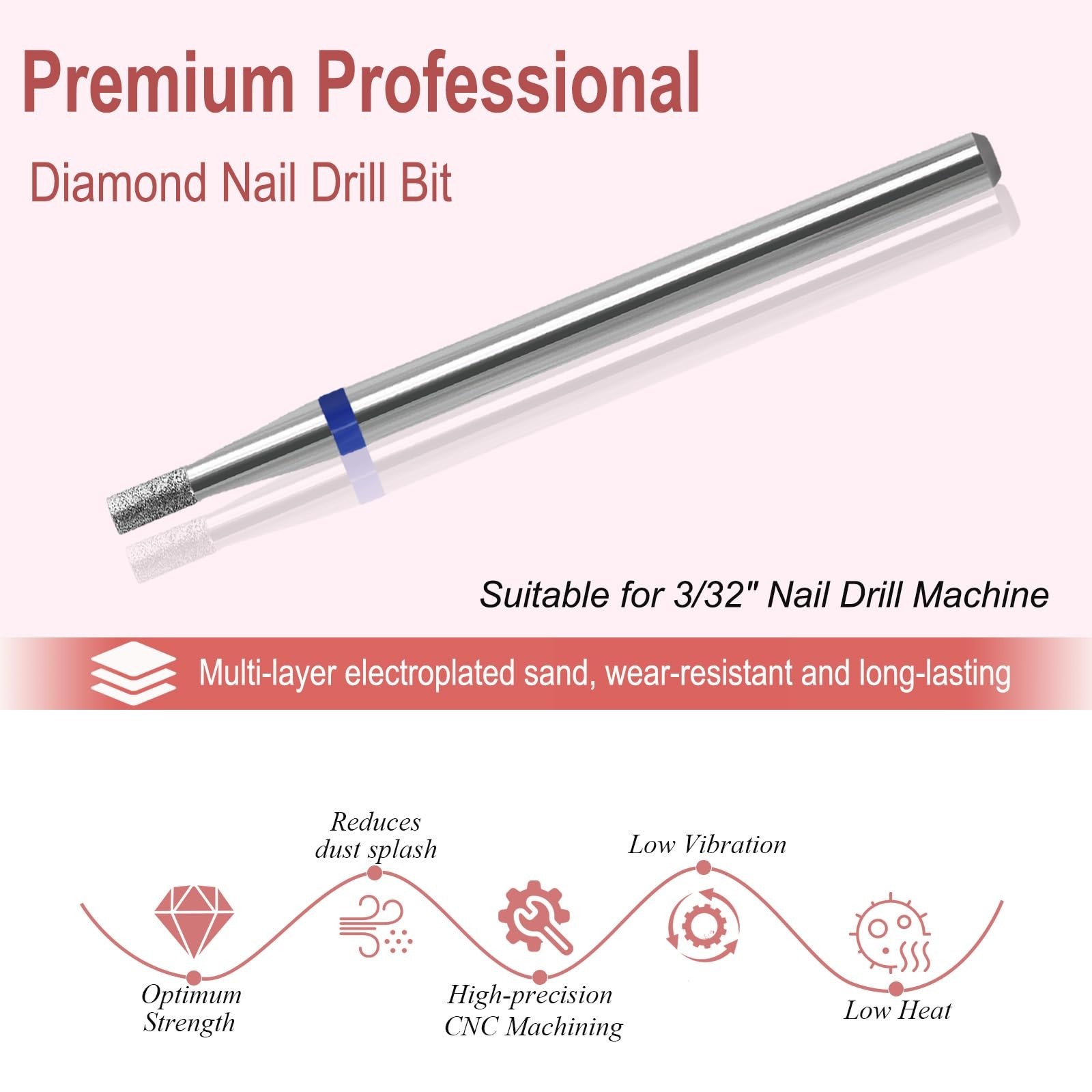 Mini Barrel Shape Cuticle Clean Nail Drill Bit, 3/32” Professional Safety Ca…