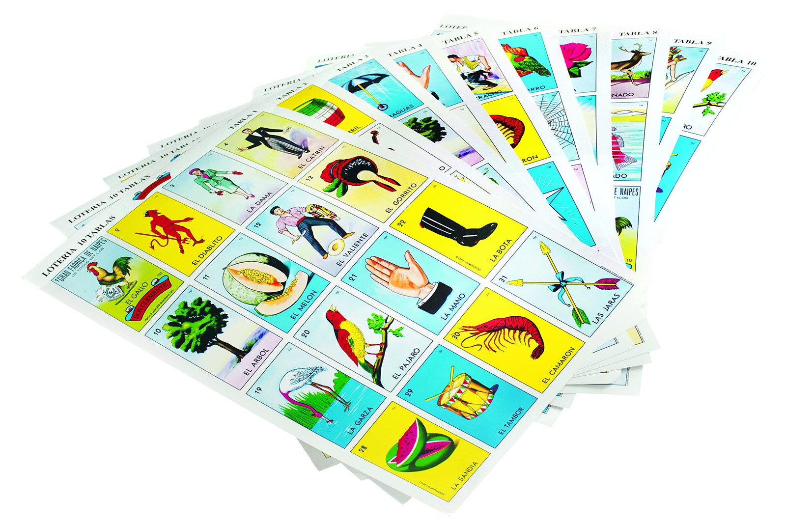 Don Clemente Mexican Jumbo Loteria Set, Deck of Cards Fun and Large, White