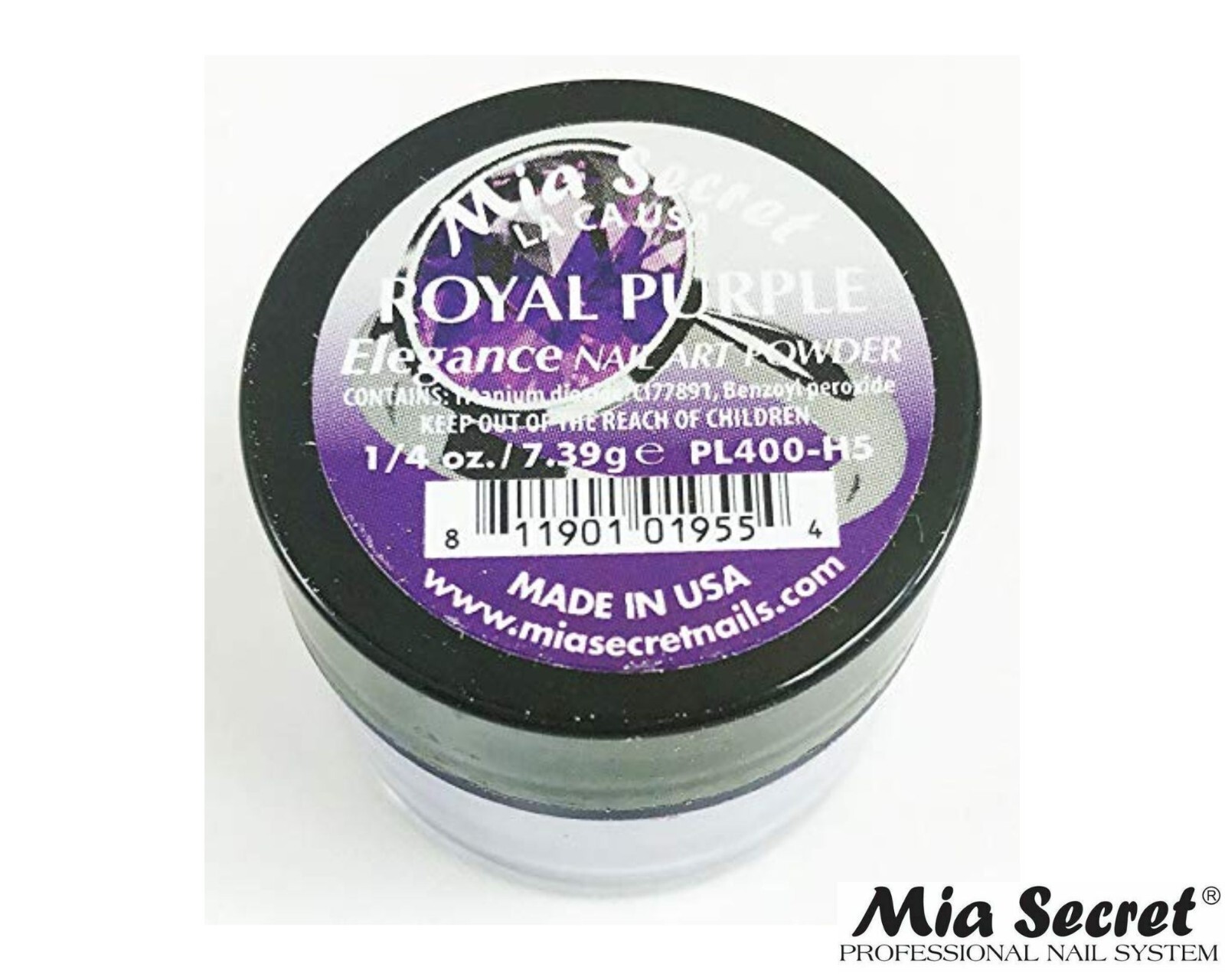 MIA SECRET Nail Art Powder 1/4oz- Royal Purple (ELEGANCE COLLECTION)