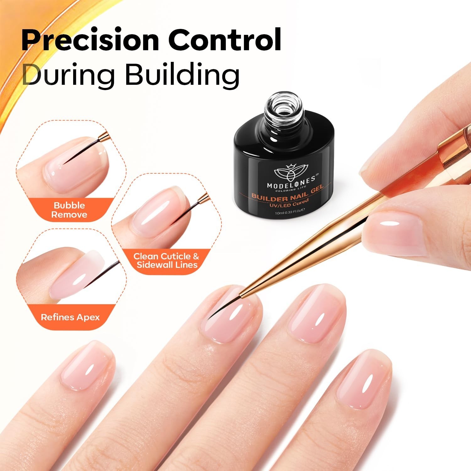 2PCS Dual Ended Builder Gel Brush for Nail Extension French Tip Brush Liner H…