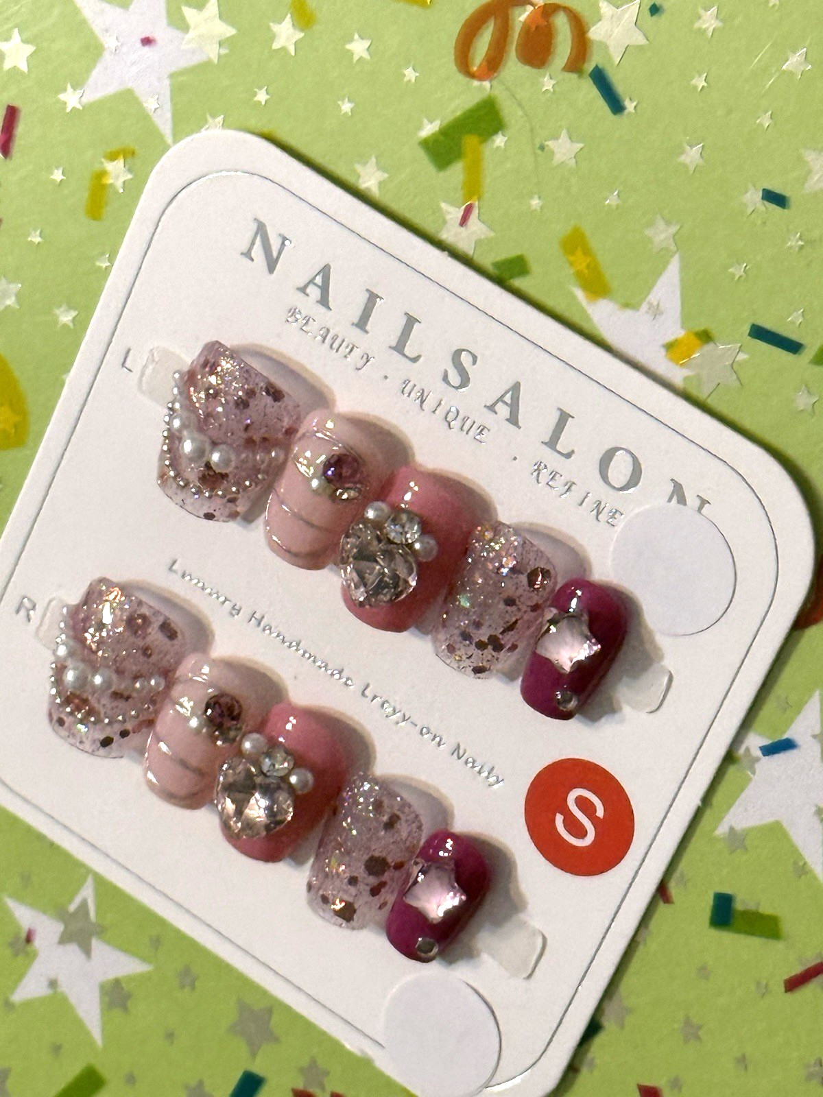 Nail Art Wearing Armor COFFIN SMALL Extra Short Multicolored Press On Manicure