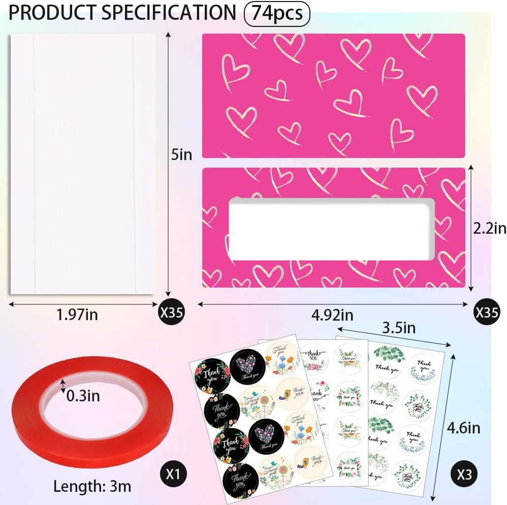 74PCS Press on Nails Packaging Box Set Includes 35PCS Empty Nail Package Box 35P