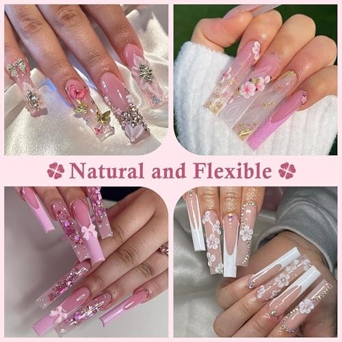 504 PCS Nail Tips Square: XXL No C Curve Extra Long Gel Tips XXL Long Square