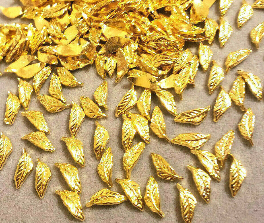 10/20pcs New 3D Gold/Silver Leaf Metel Alloy Charms Nail Art Jewelry Decoration