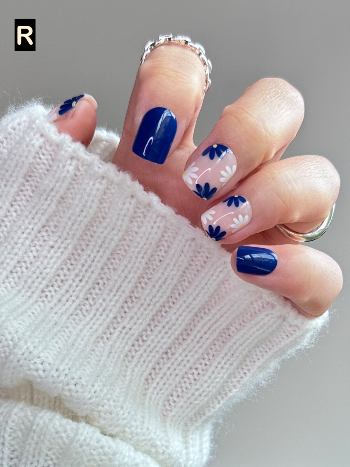 12 Boxes Flower Star French Tip Long/Mid/Short Square Press On Nails (Wholesale)