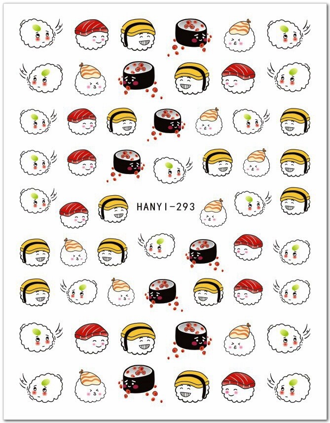 Flame Nail Sticker Japanese Sushi Food Emoticons Nail Decal 1JN3
