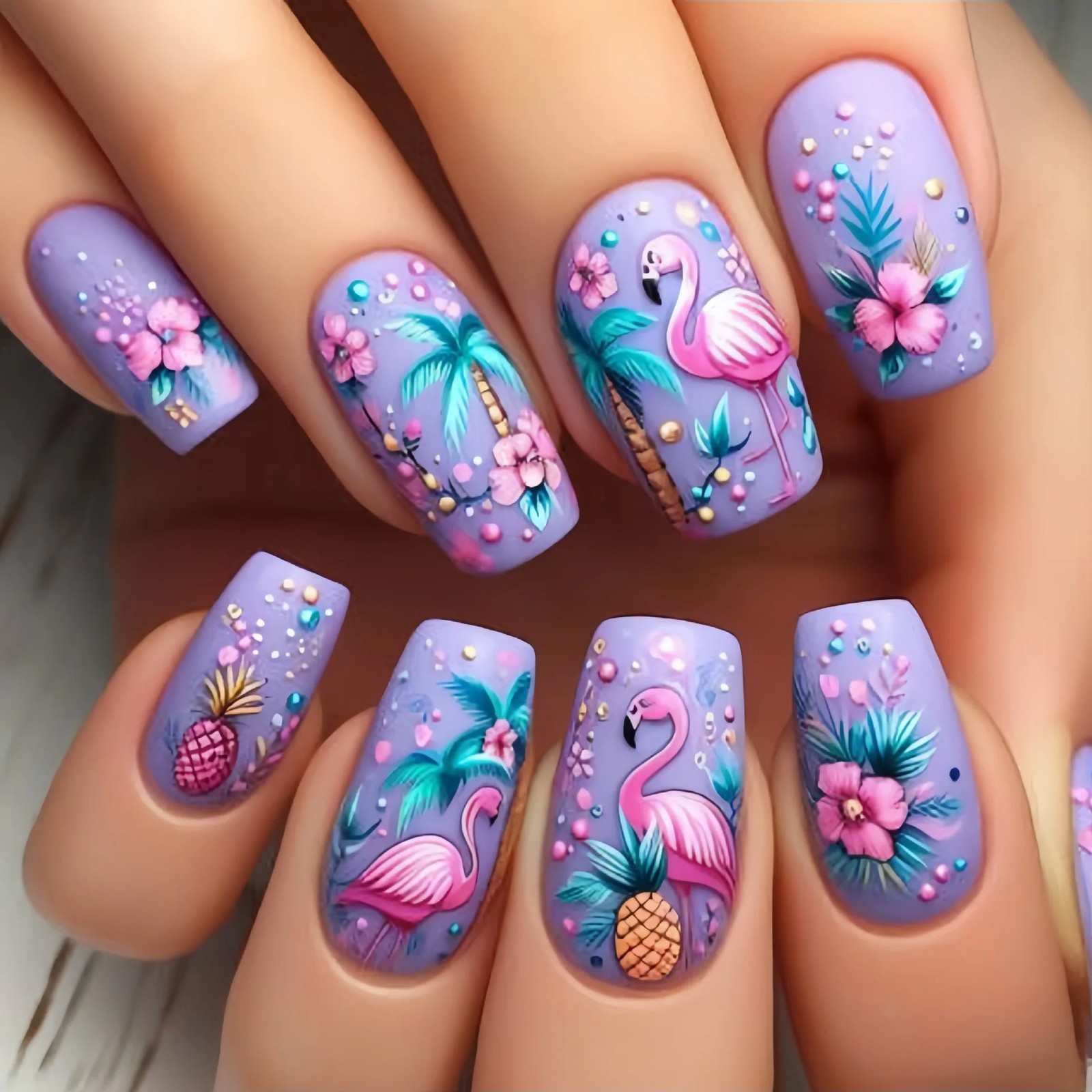 24pcs set Spring Summer Press On Nails Short Medium Long Fake Nails For Women