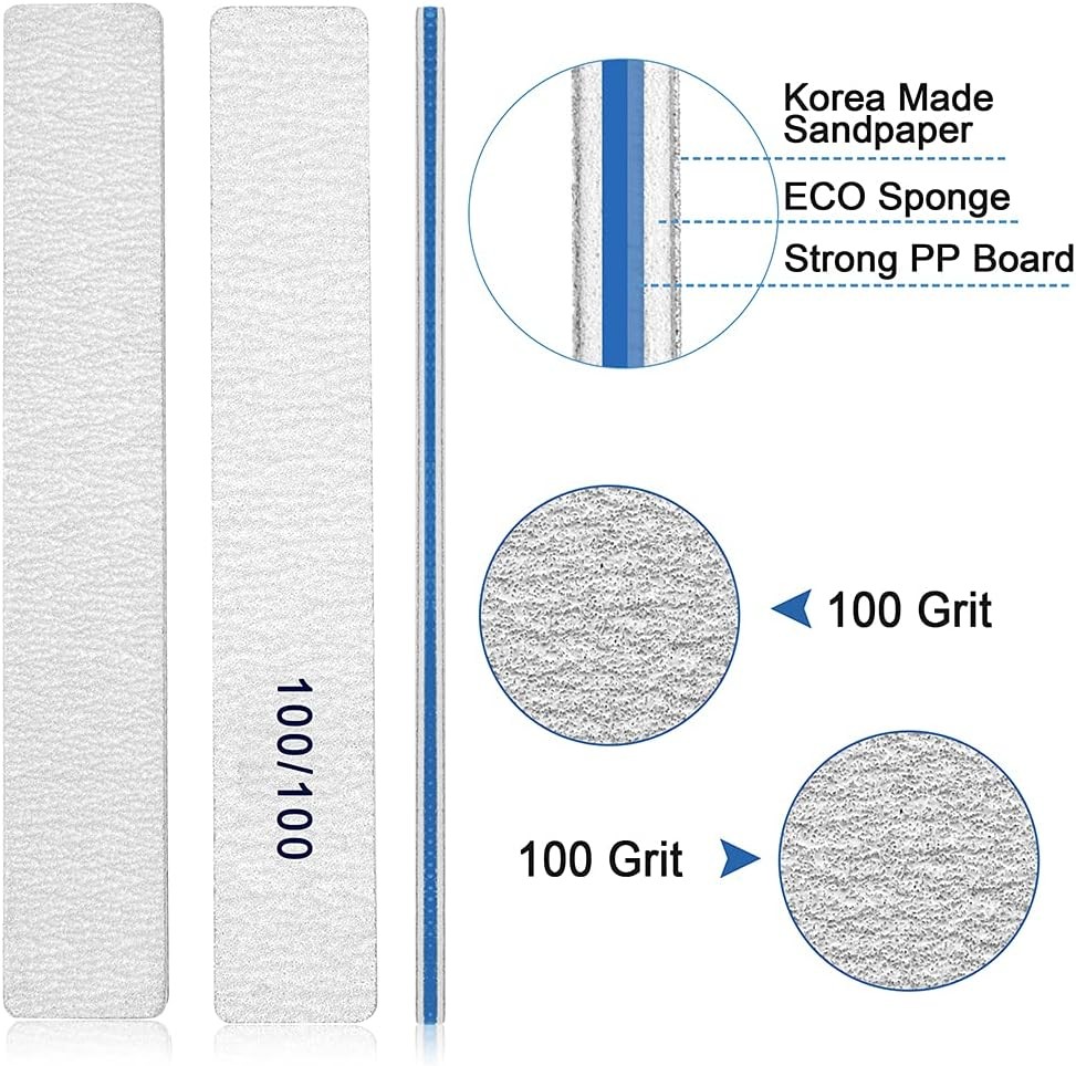 Nail Files-Nail File for Acrylic Nails 100/100 Grit, Nail Files Emery