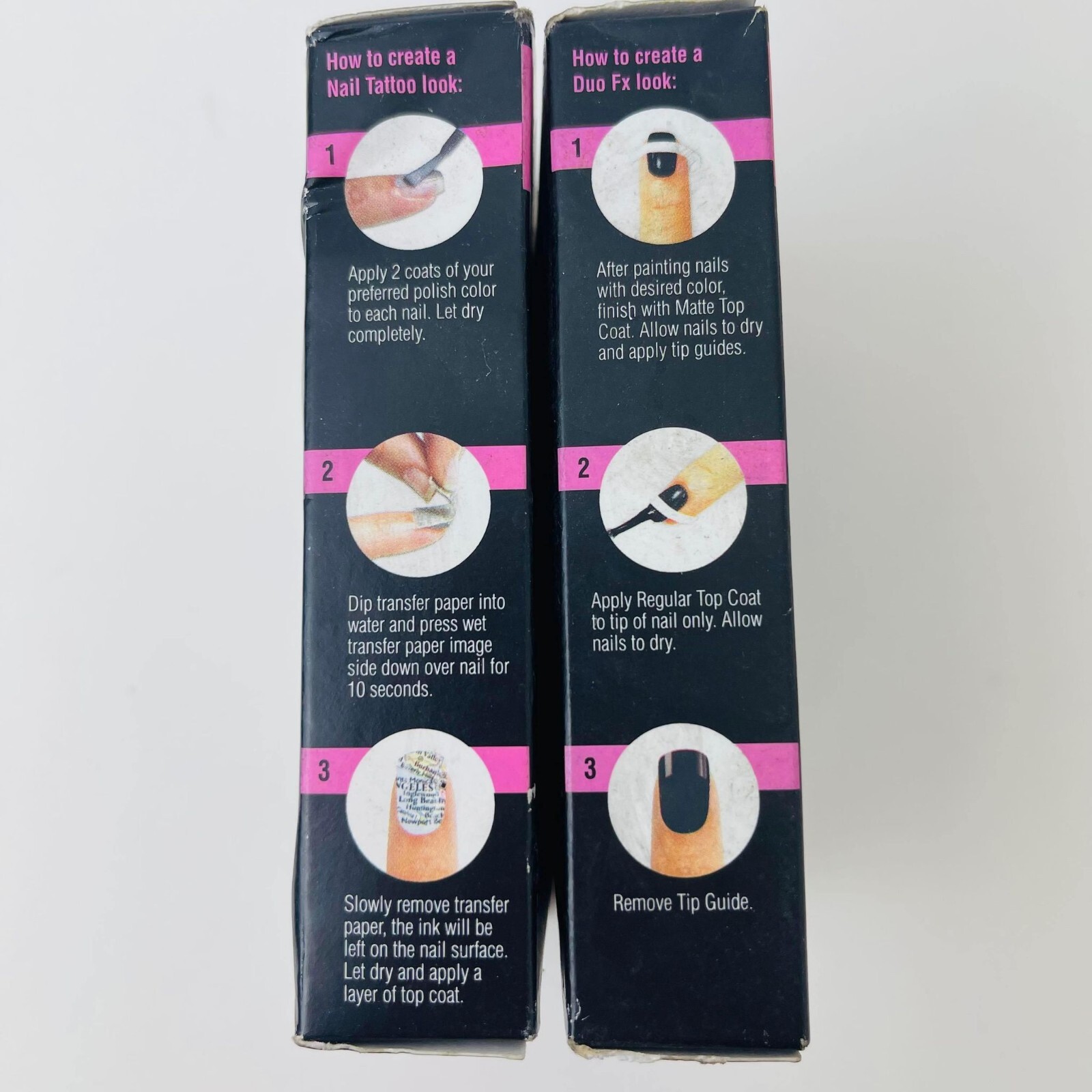 Set of 2 Combo Fing’rs Edge Nail Tattoos Transfer Paper, Duo Fx, Top Coat Polish