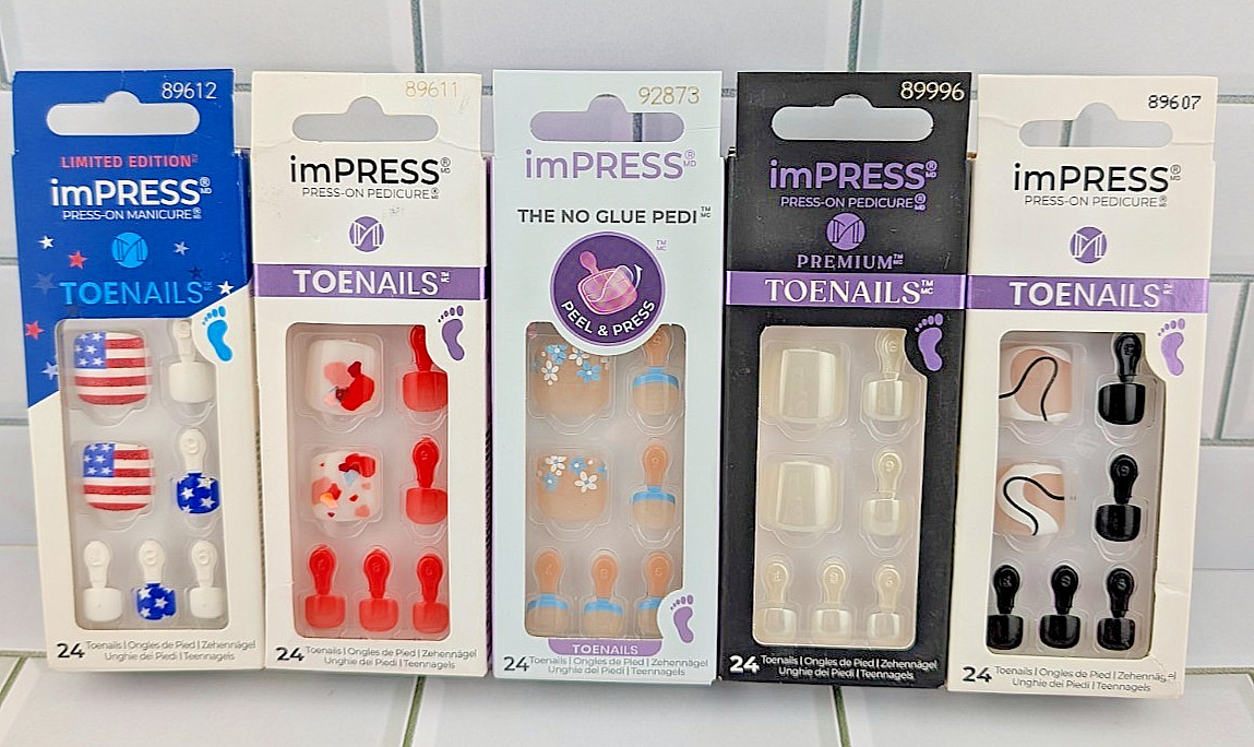imPRESS Special Design Gel Press On Toe Nail 24 Nails You Choose Buy More & Save
