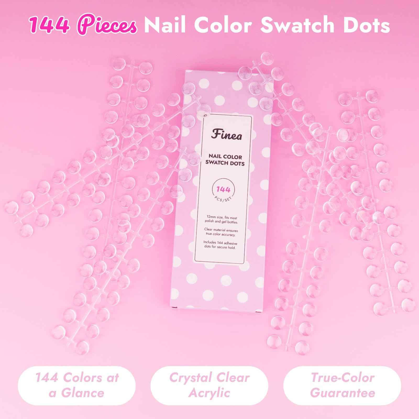 144pcs Nail Polish Color Display Swatch Dots with Stickers Clear Transparent …