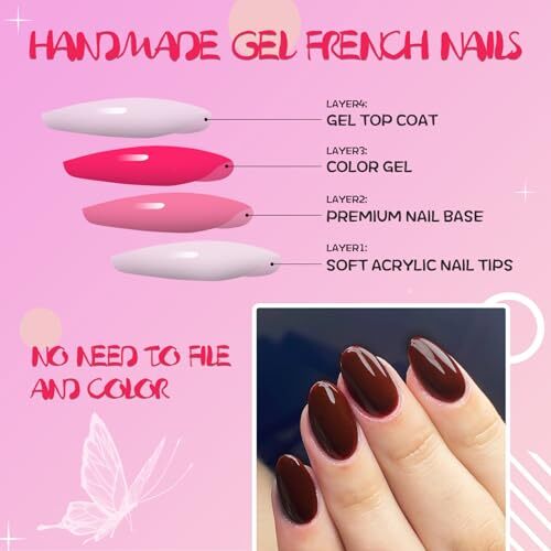 Oval Press on Nails Short Fake Nails, 240pcs Nails Press on Almond Burgundy