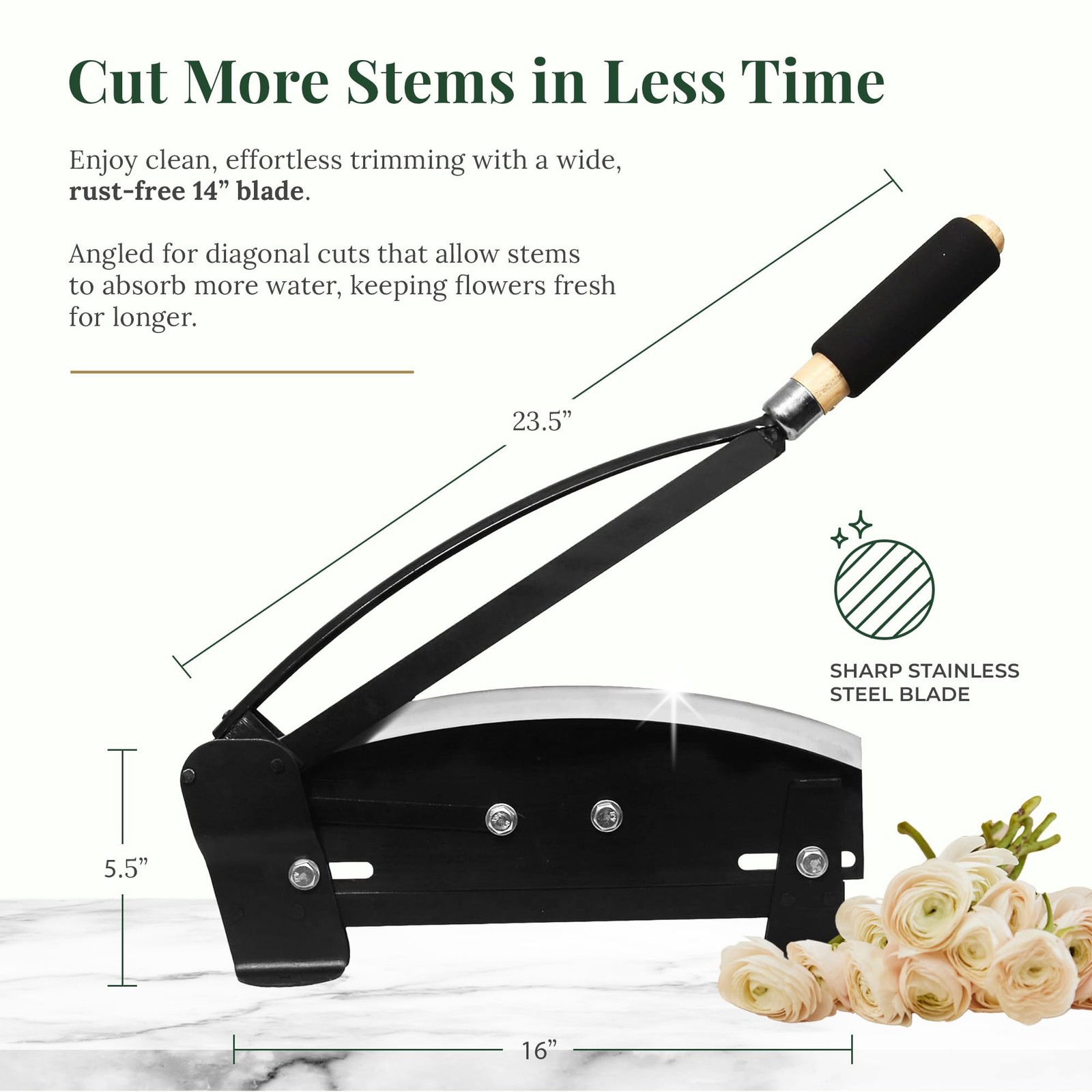 Larksilk 14″ Fresh Flower Stem Cutter with Safety Latch – Heavy-Duty Floral S…