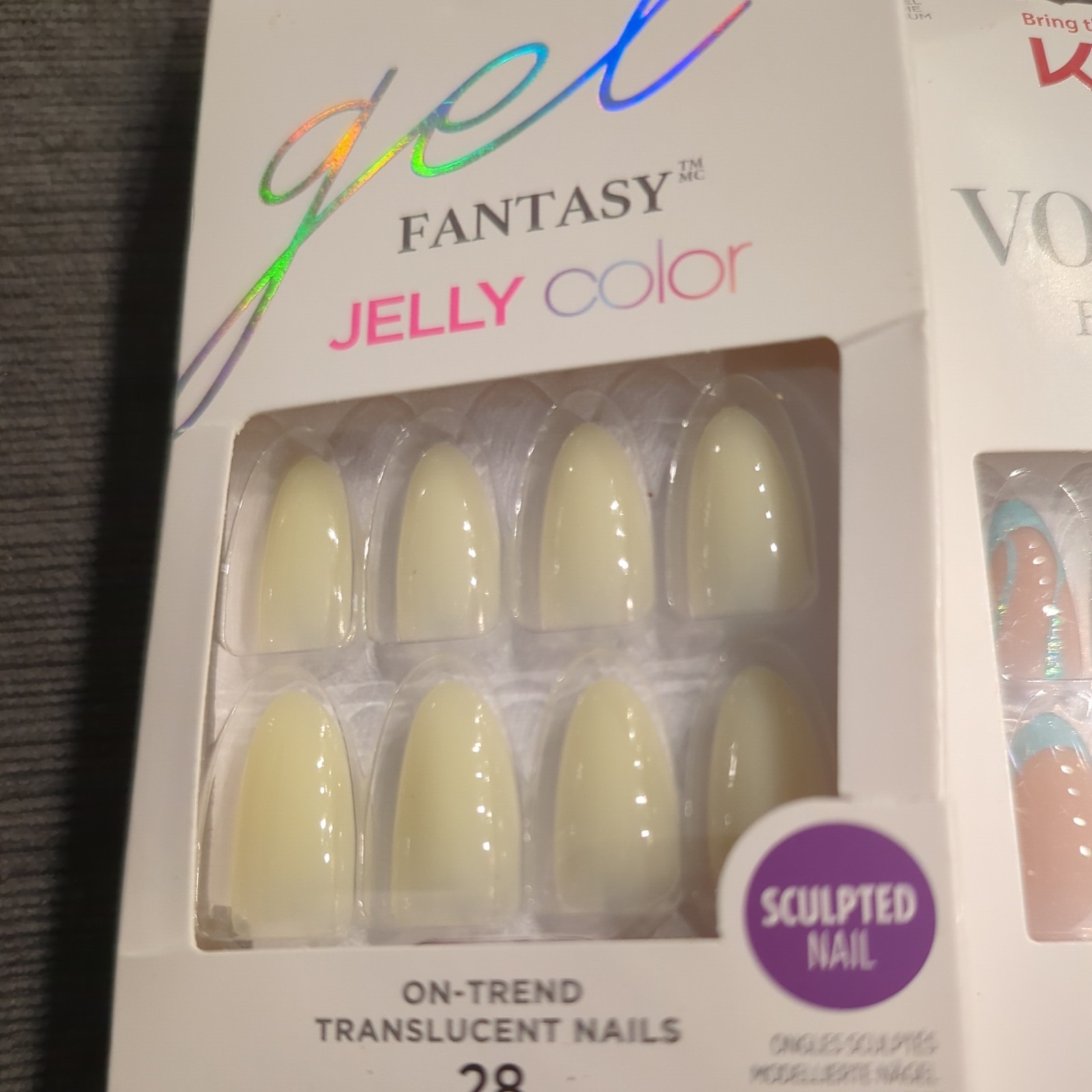2 pc bundle- KISS Gel Fantasy Jelly Color Press-on Nails, & vougish fantasy