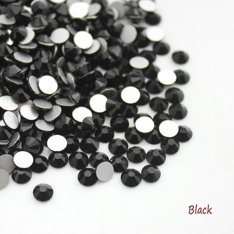 288 720 1440 pcs Jet Black Nail Art Rhinestones Flatback 3D Tips DIY Decoration