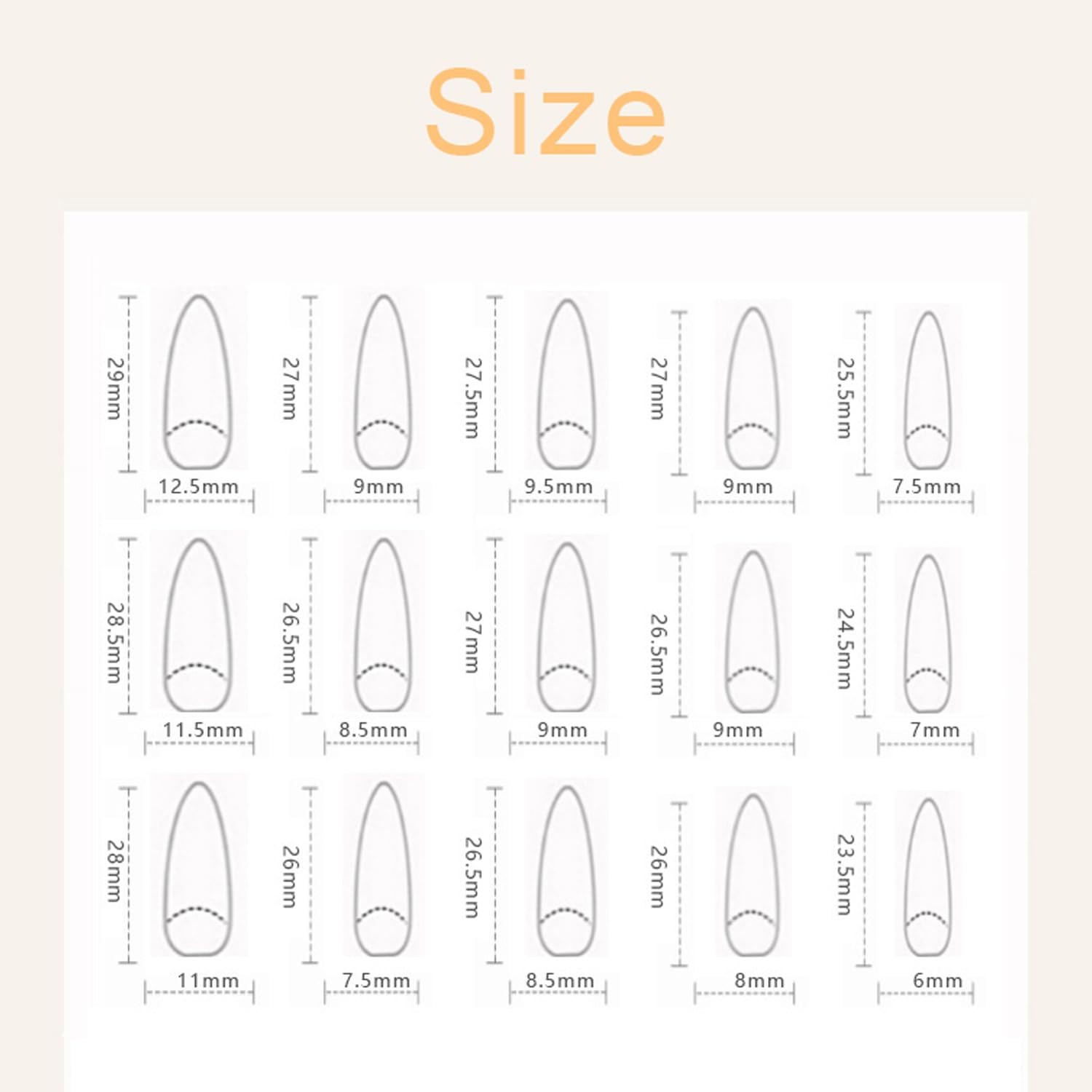 Extra Long Almond Press on Nails White French Tip Fake Multicolor