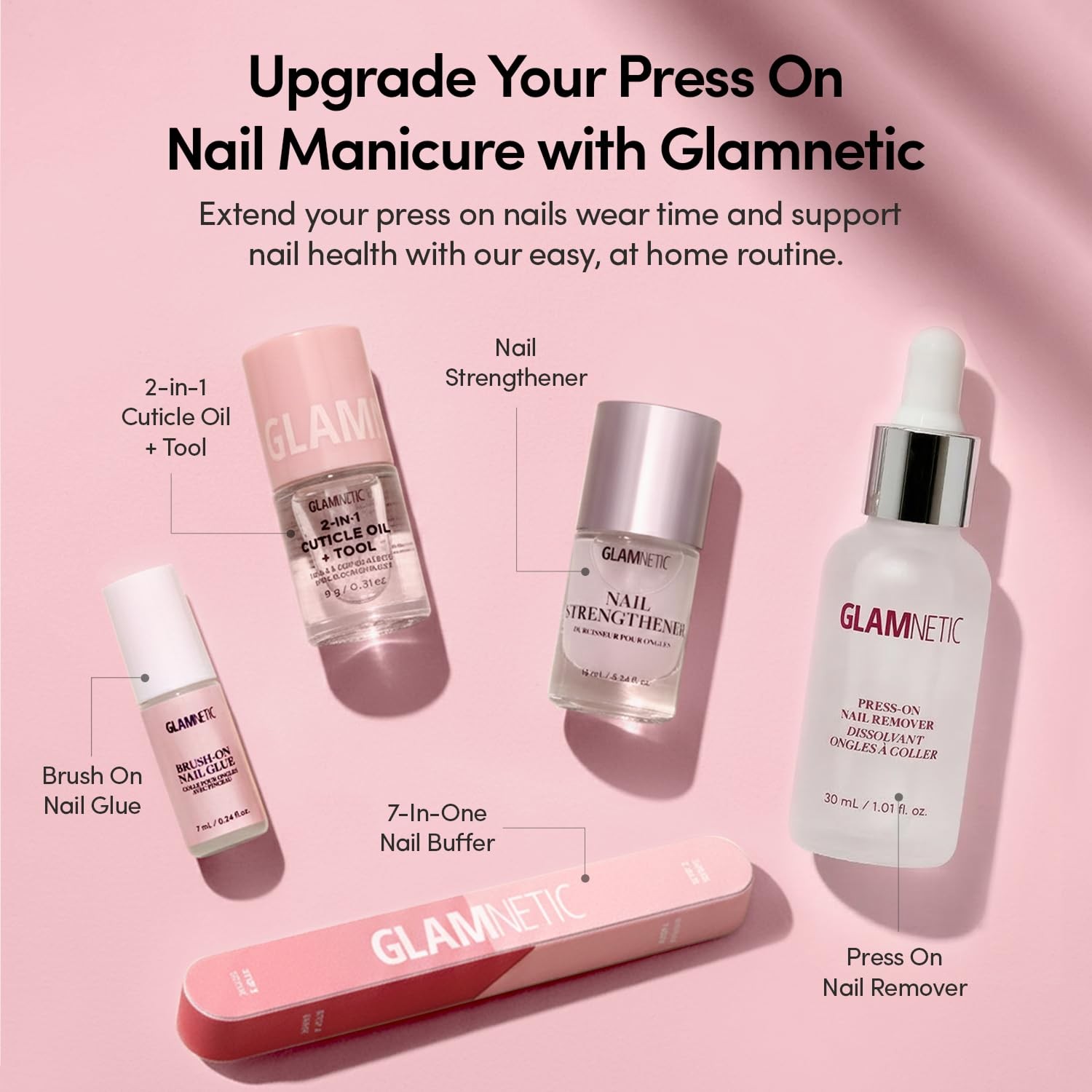 Glamnetic Ruby Ribbons Press-On Nails: Short Almond, Glossy
