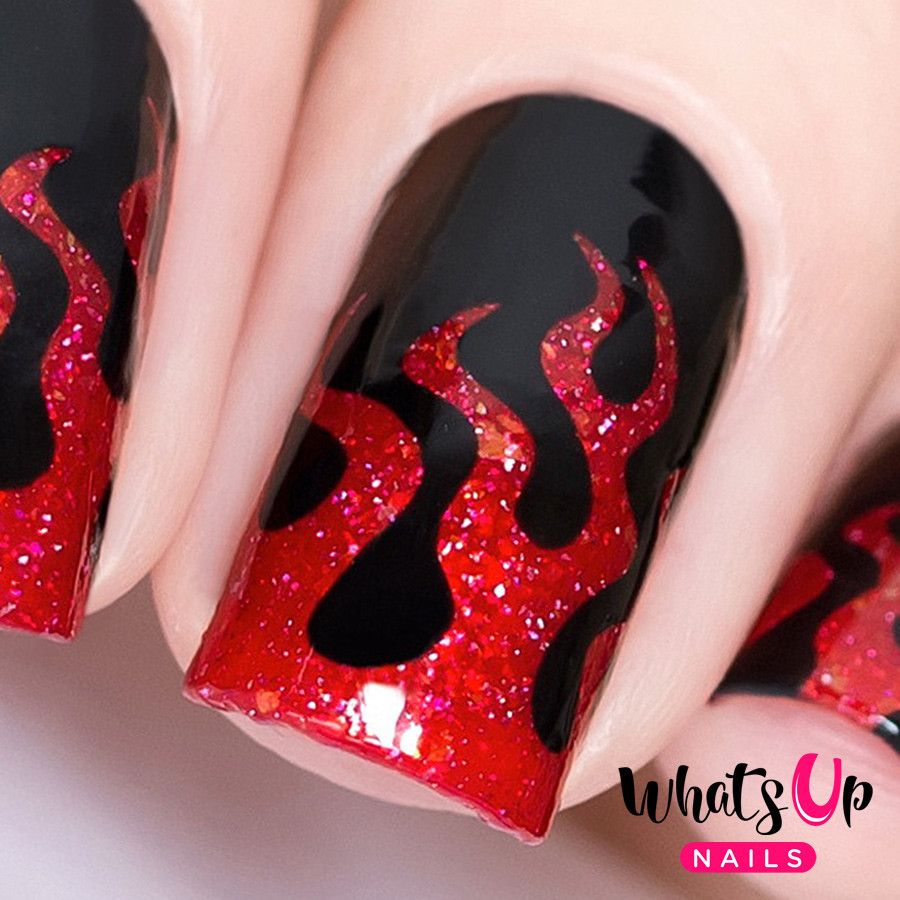 Fire Stencils for Nails, Halloween Nail Stickers, Nail Vinyls