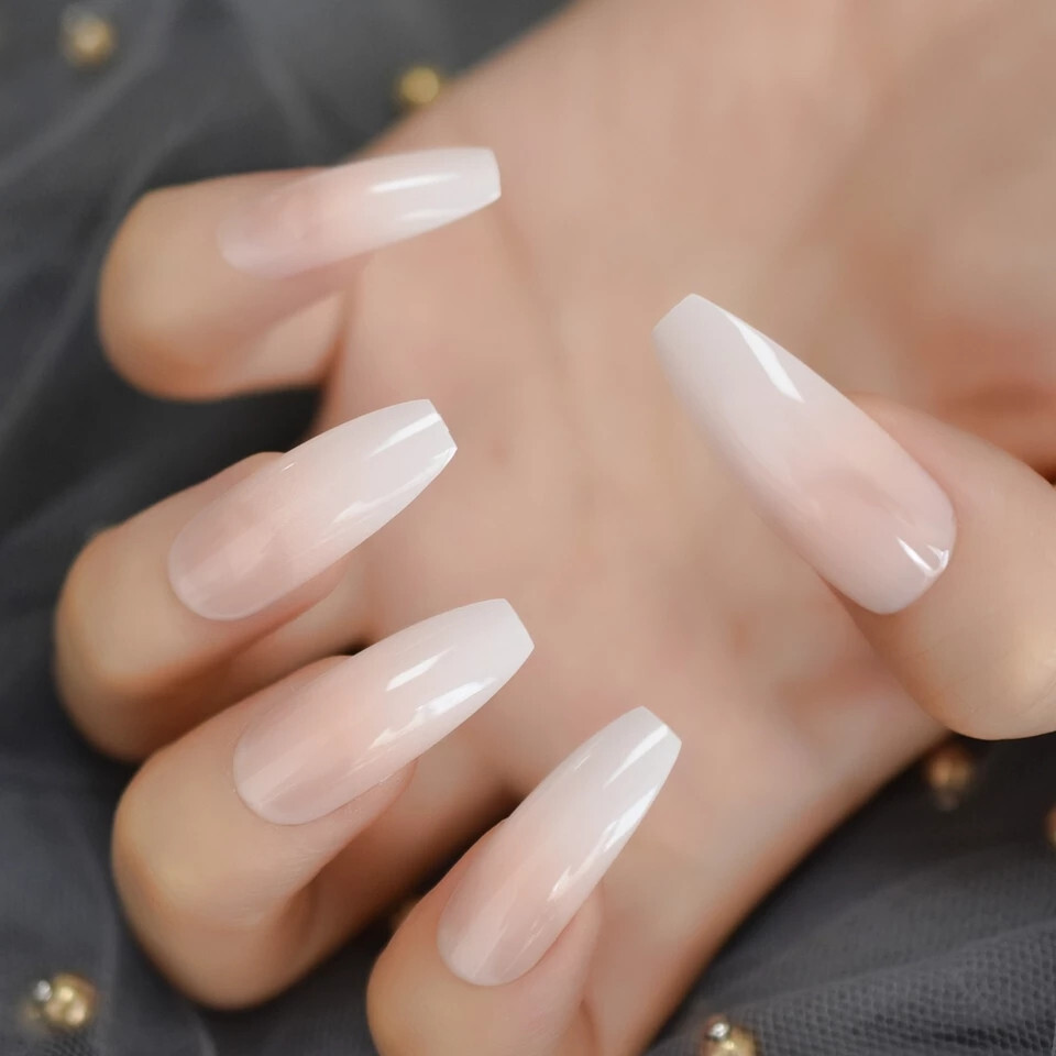 24 New Ombre French Press on Nails Kit w glue extra long coffin gradient