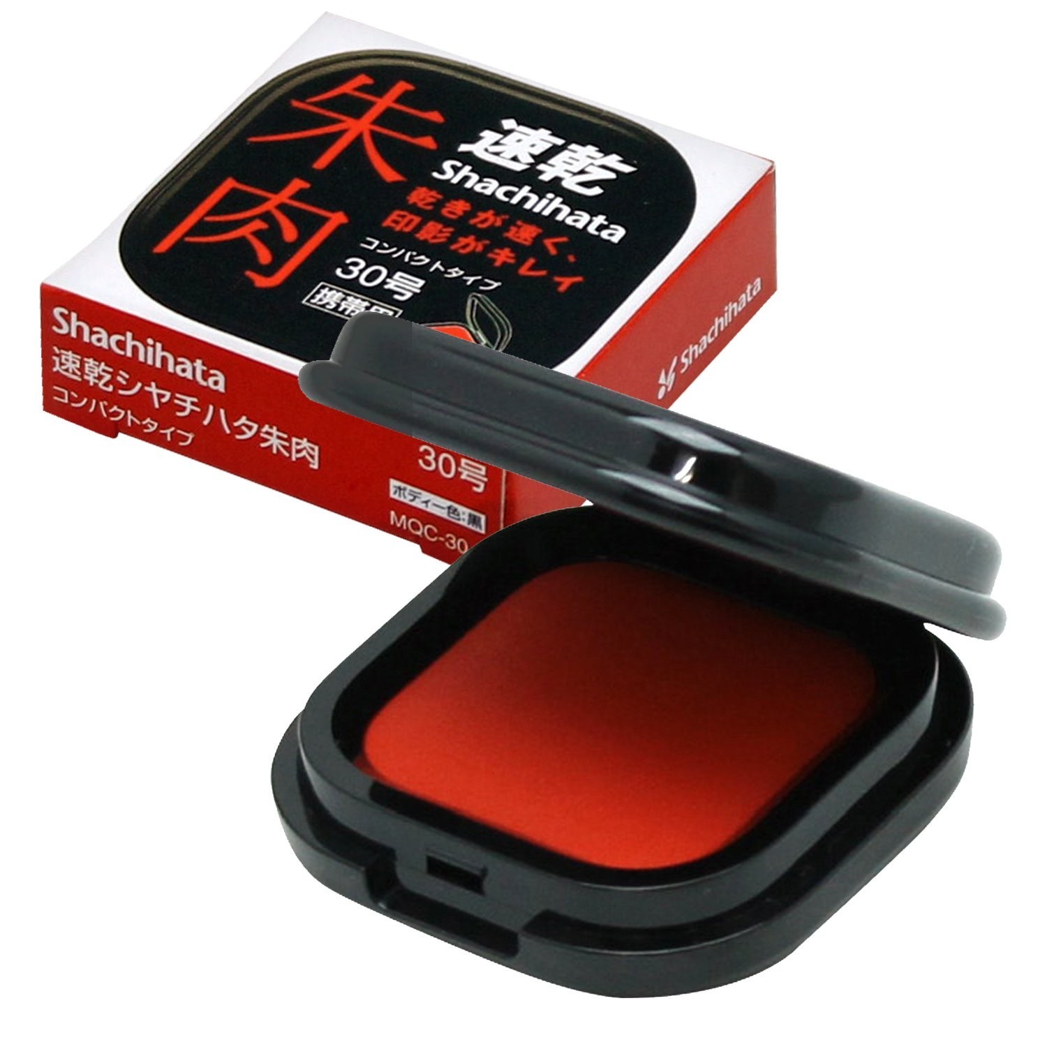 Shachihata Quick-Drying Vermilion Meat, Compact Type, Size 30, Black 0.5 fl oz