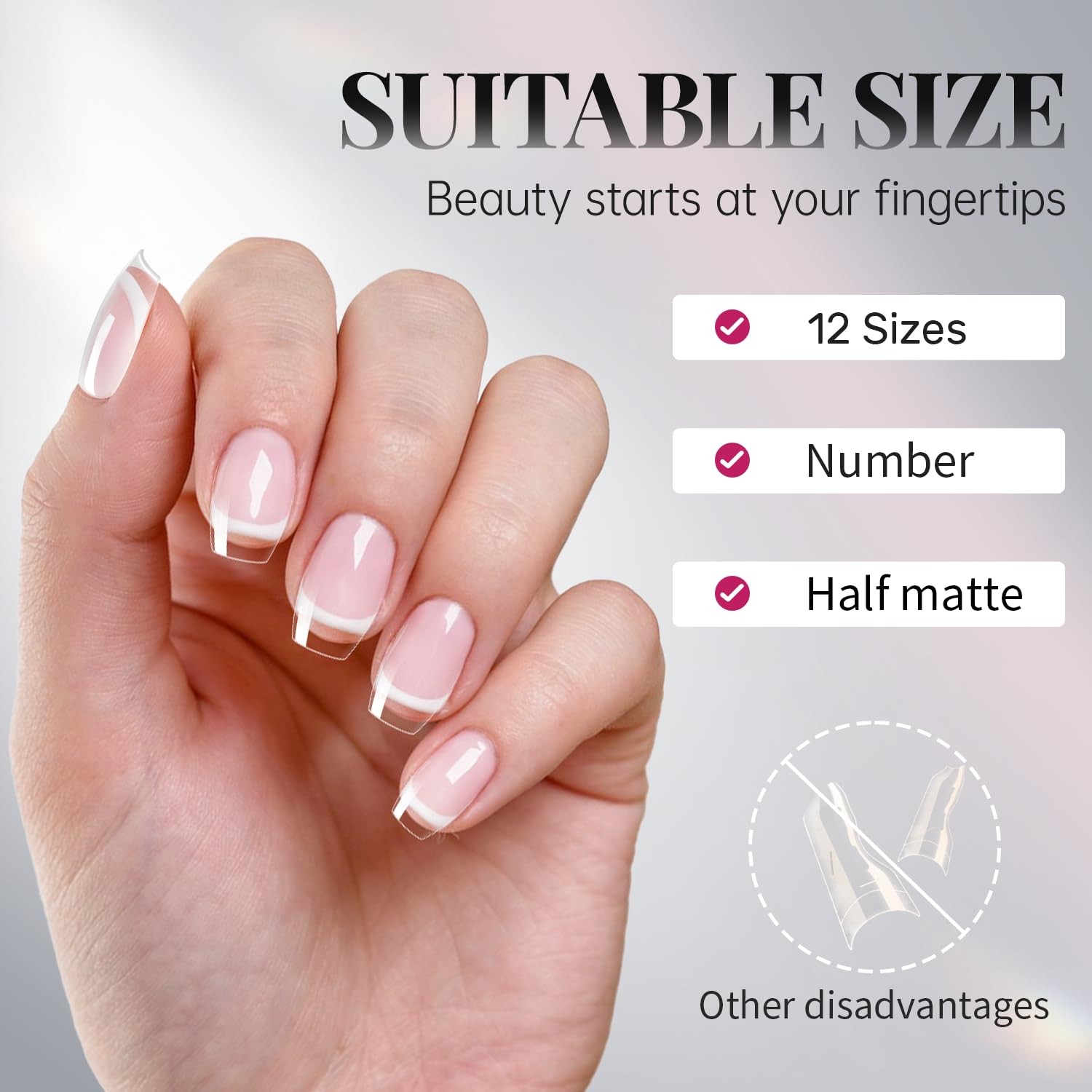 krofaue 3 Styles 3 Short Nail Tips Kit, 3 Kit