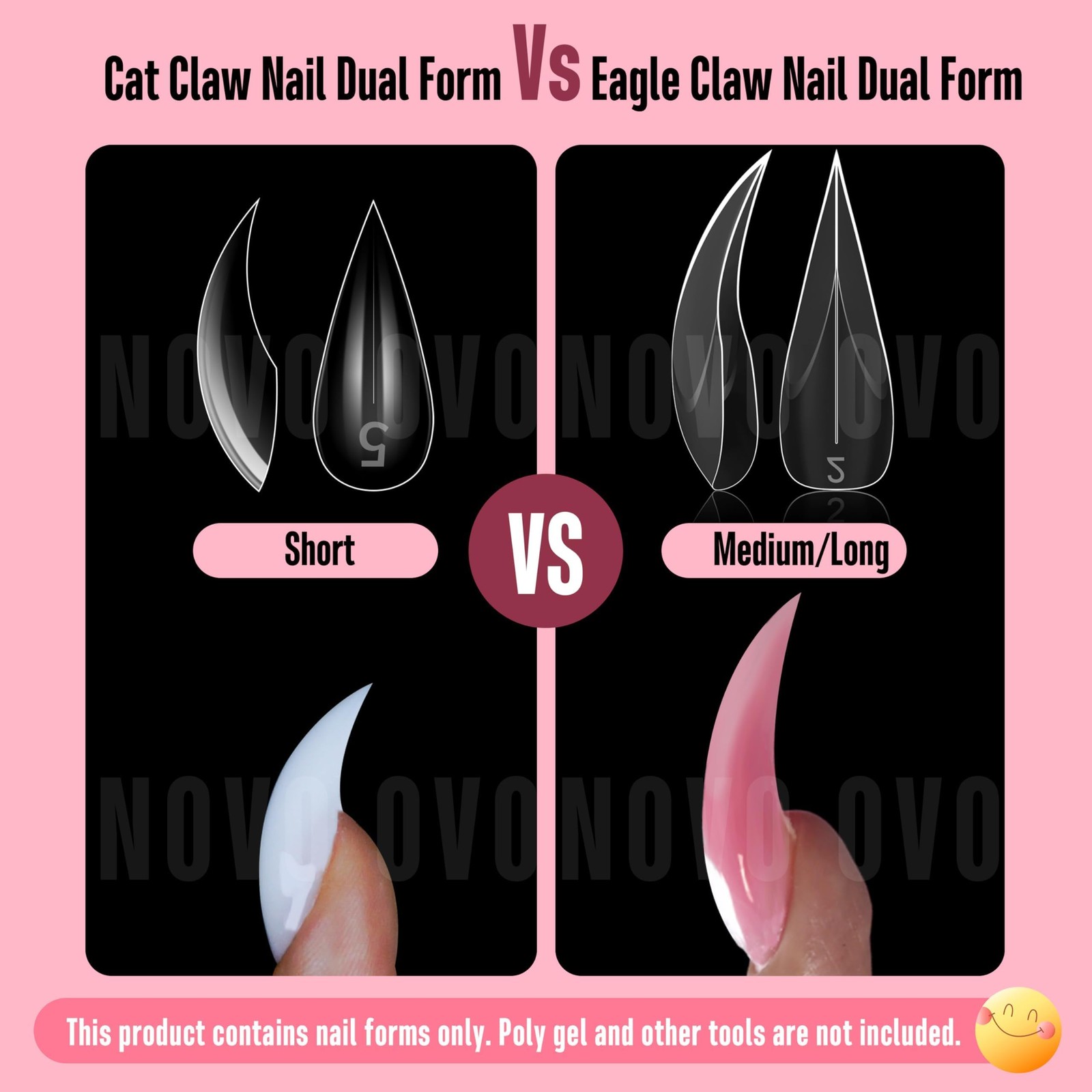 NOVO OVO Halloween Cat Short, Curved Stiletto Short 3D nail dual form 280