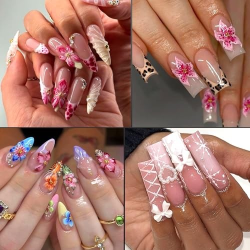 Nail Art Charms – 3D Flower Charms & Manicure Beads, Color Bow, Half Round