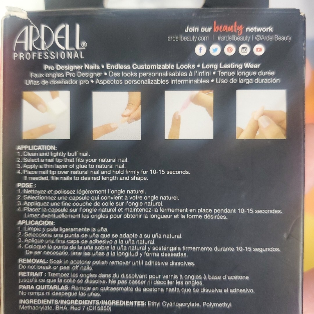 Ardell Professional Nail Addict Premium 24 Nails ~ Pink/Marble/Gold Glitter NEW