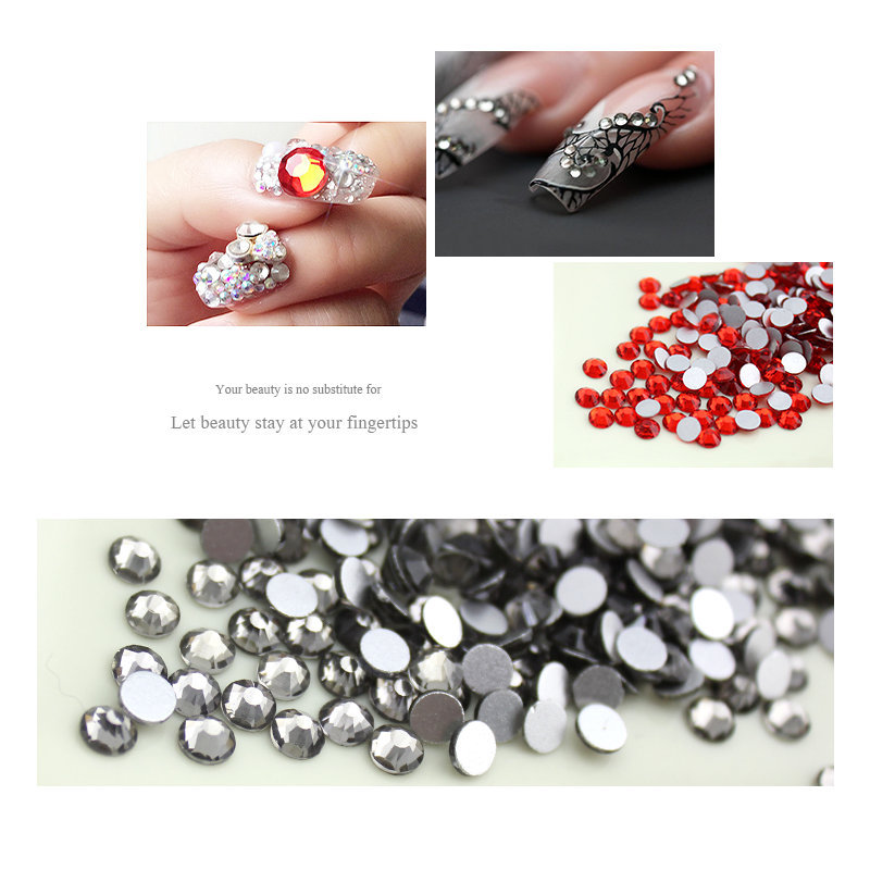 1440pcs Lt. Siam AB Nail Art Rhinestones Glitter Gems 3D Tips DIY Decoration
